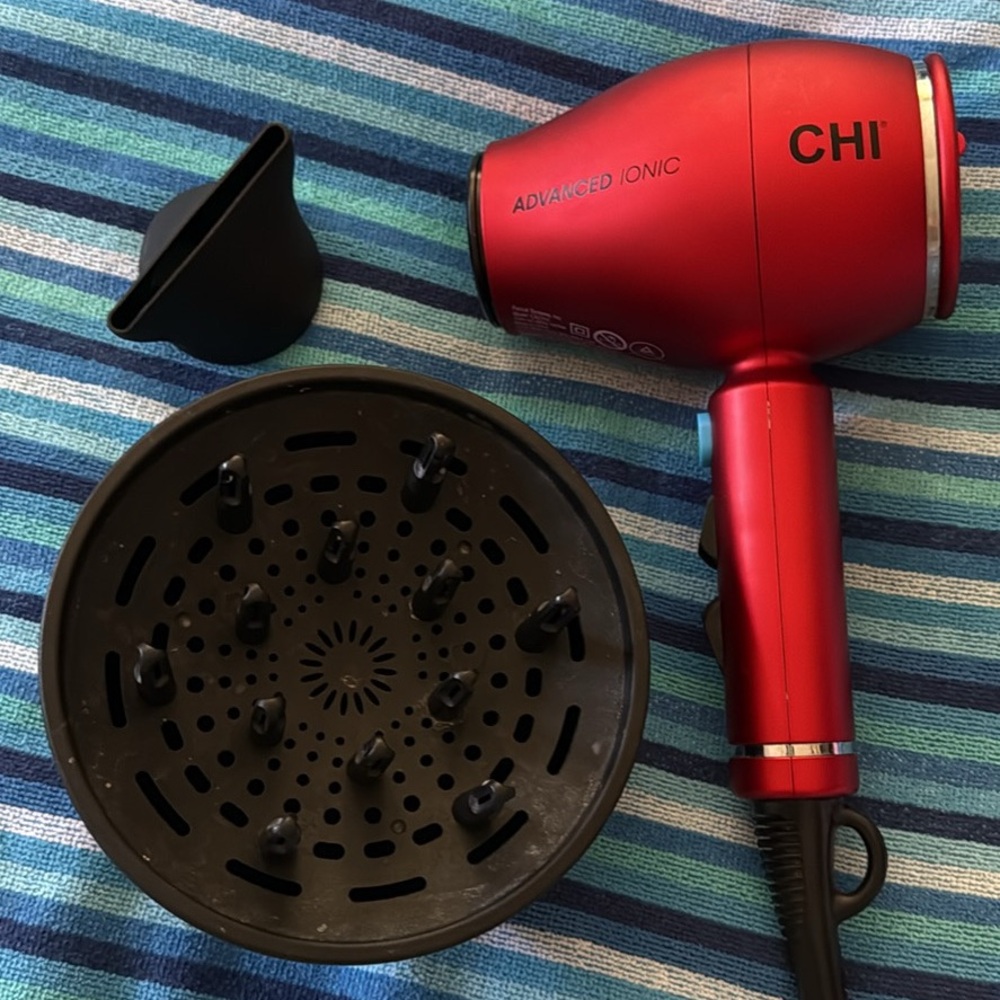 CHI Advanced Ionic Red Hair Dryer with Diffuser